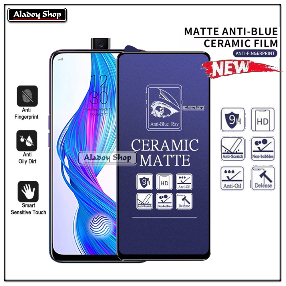 PAKET 3IN1 Anti Gores Blue Matte Anti Glare Realme X/Oppo K3 + Tempered Glass Camera dan Skin Carbon