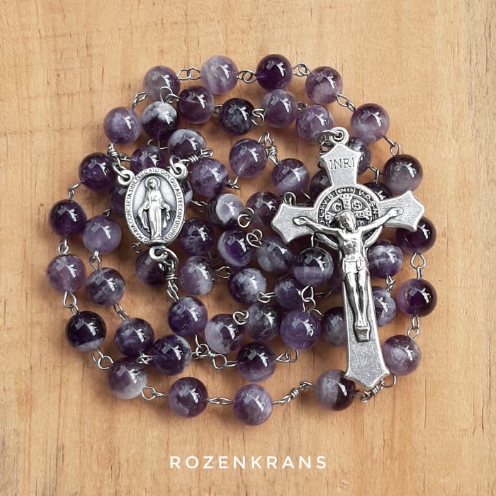 Rosario - Rosario Batu Alam Amethyst Kecubung 8Mm - Hollishop