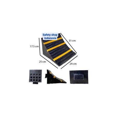 wheel chock 25 cm / pengganjal ban rubber 25 cm / pengganjal ban