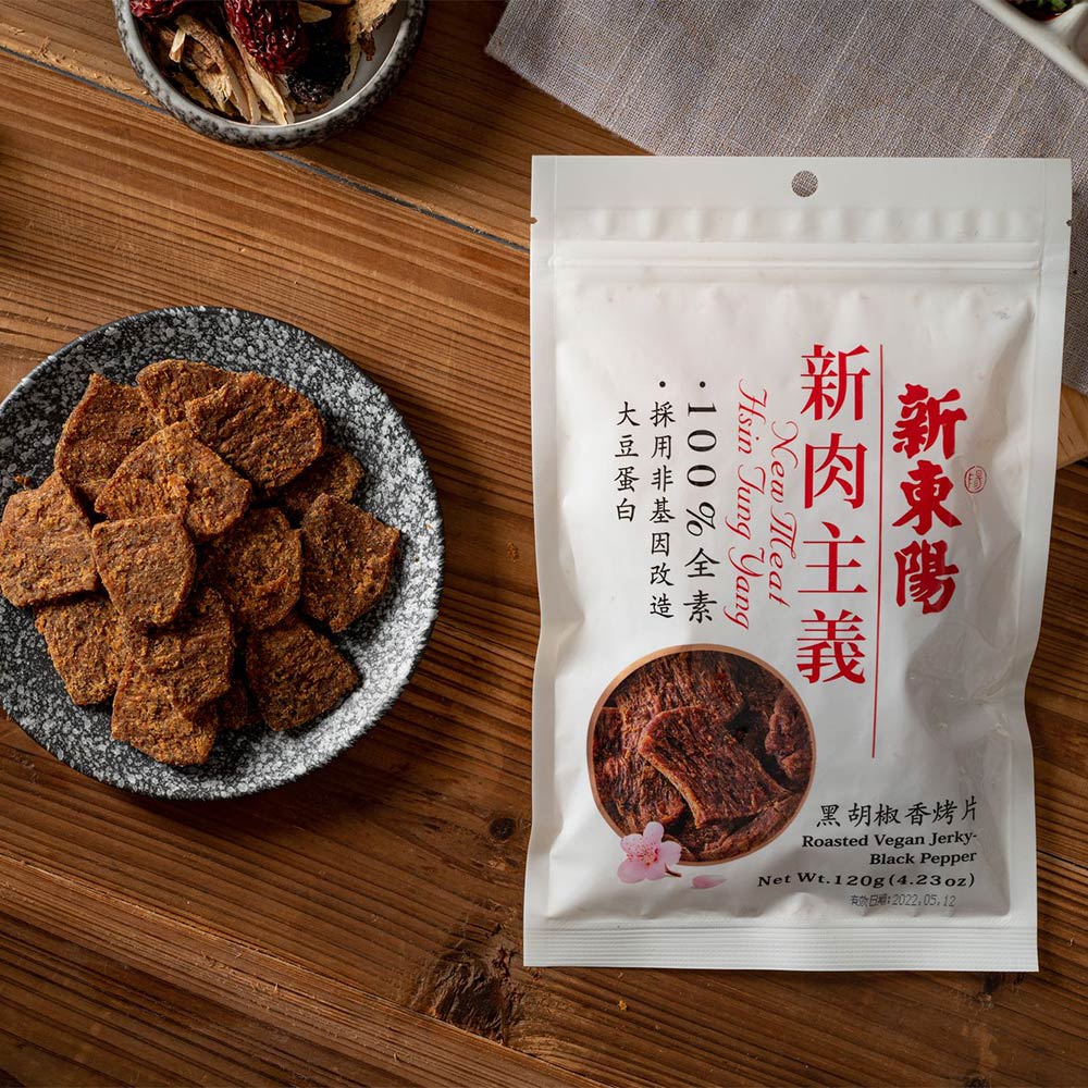 

Hsin Tung Yang Taiwan Vegetarian Meat Jerky Dendeng Original / Black Pepper / Honey Sauce HALAL 120gr mixed 6pc