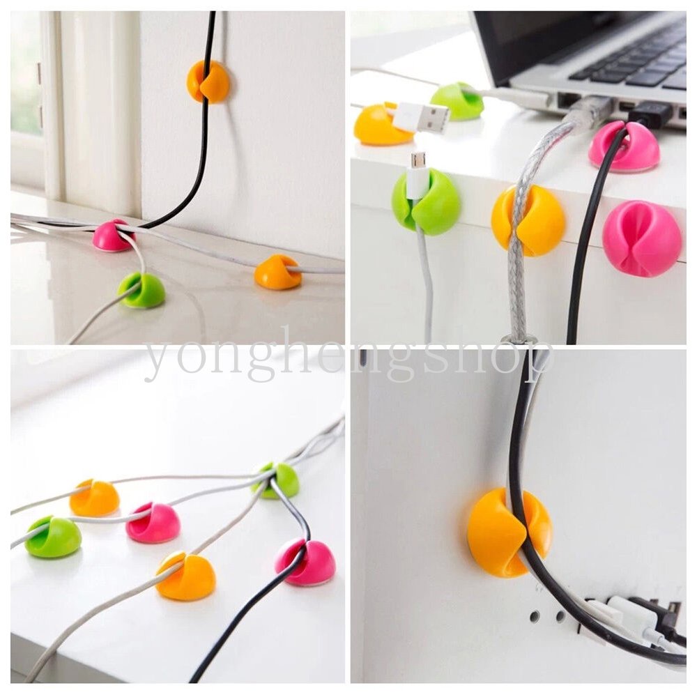 6pcs /set Klip Kabel Silikon Wire Cable Winder Desktop Organizer Tempat Kabel Listrik Plug Memperbaiki Klip