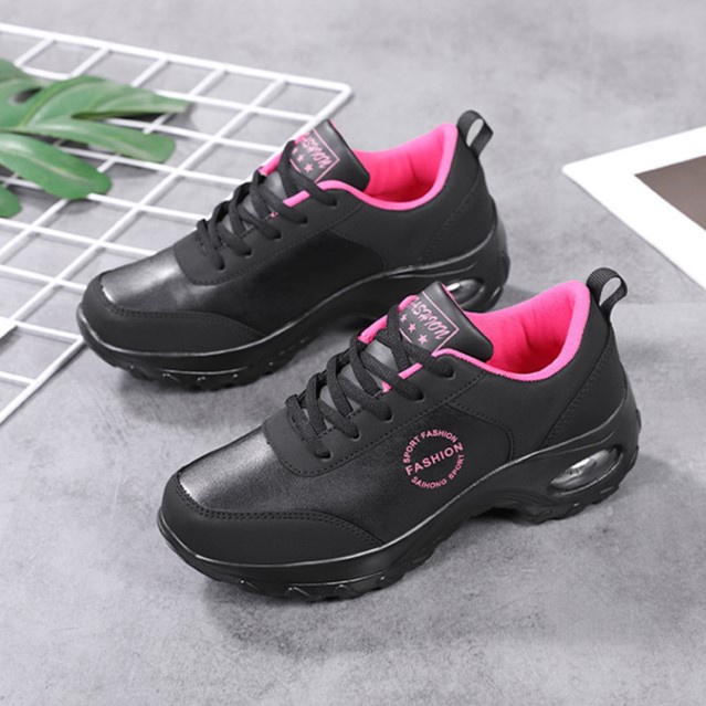 Sepatu Perempuan Hitam Polos Fashion Sneaker Hitam Pink Wanita Santai Import Sneakers Shoes Cewek Trendy SP-230