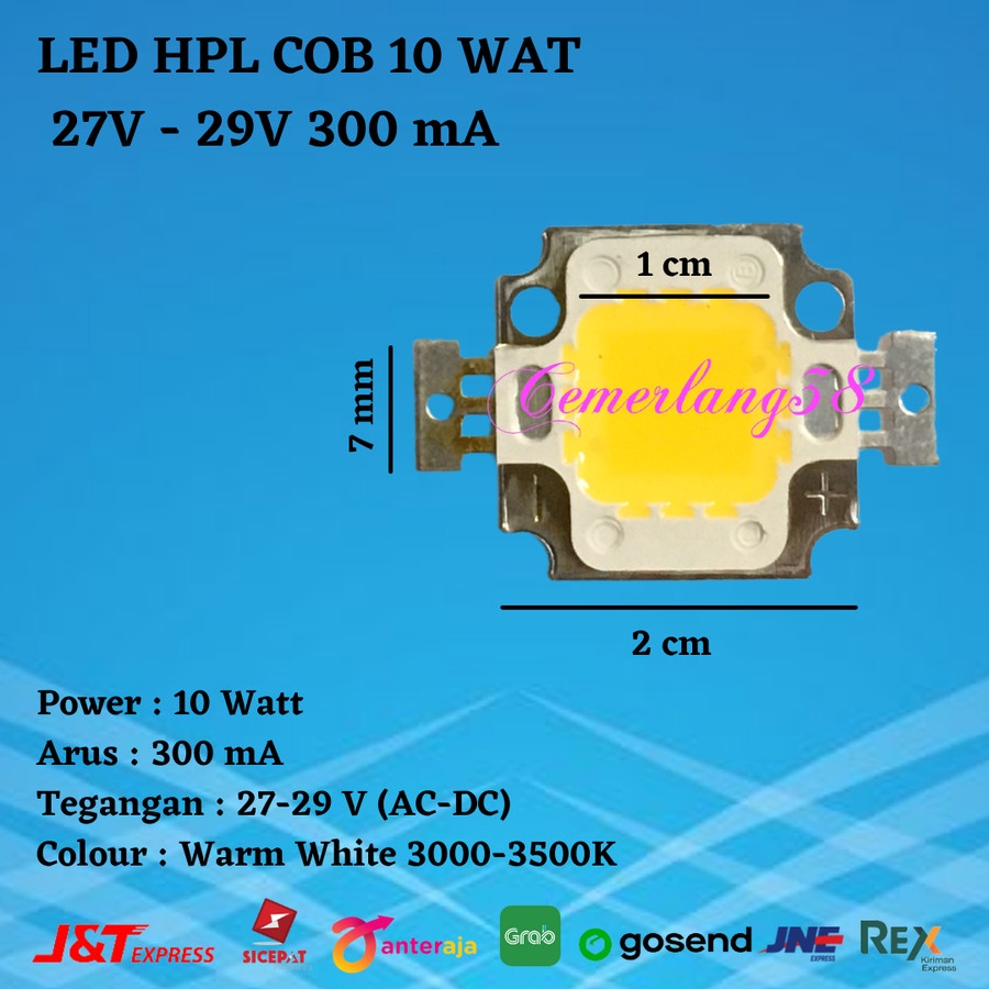 HPL 10 Watt Warm White 3000-3500K 27V - 29V 300 mA High Power LED 10W