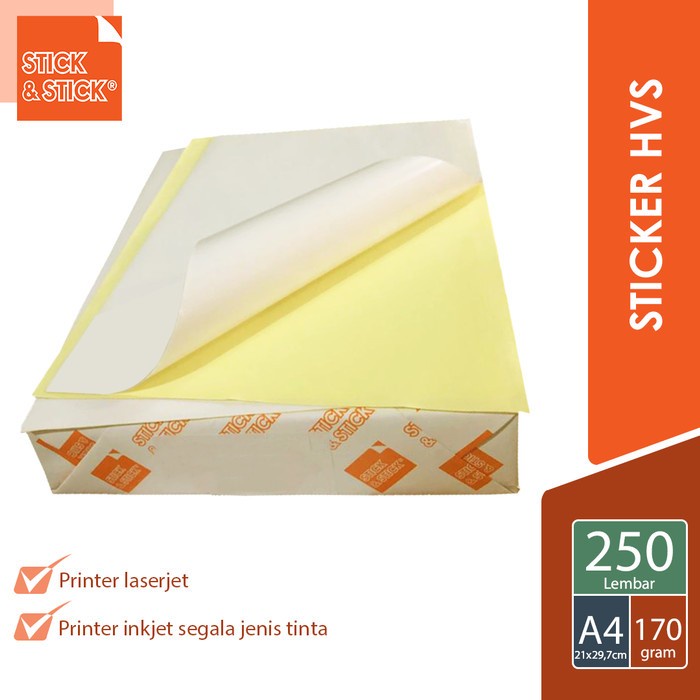 

Stiker S&S A4 Sticker Hvs Doff Ultimate Quality 250 Sheets