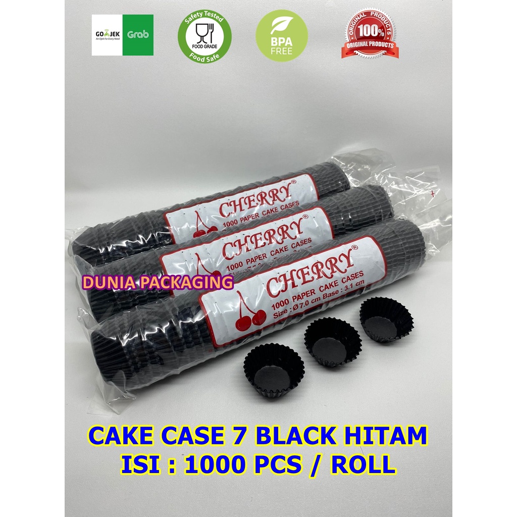 Paper Cake Cases cup 7cm Alas Roti Kue Bolu Kertas CHERRY 7 BLACK HITAM KERTAS TATAKAN KUE MEDAN