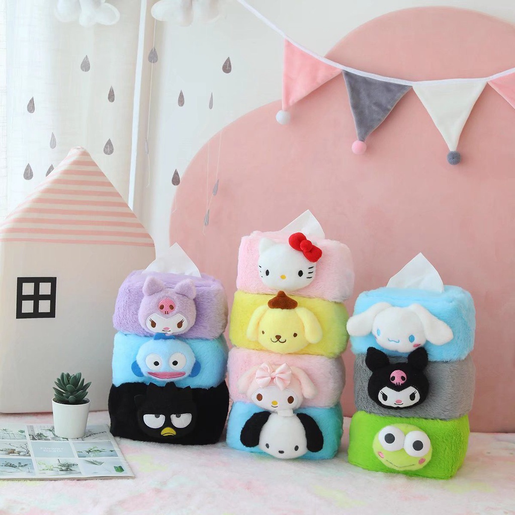 TISSUE COVER TEMPAT TISU SANRIO MELODY KUROMI CINNAMOROLL HELLO KITTY KEROPPI HANGYODON POCHACCO DOG IMPOR LUCU