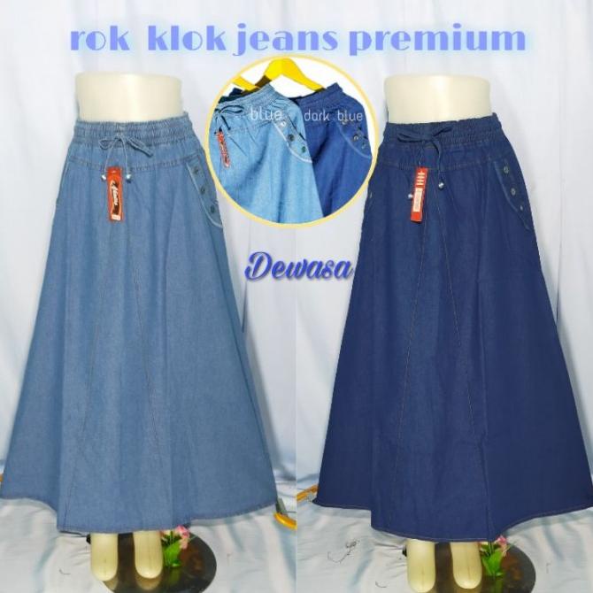 Rok Jeans Panjang Denim Rok Span Rok Skrit Wanita Jumbo