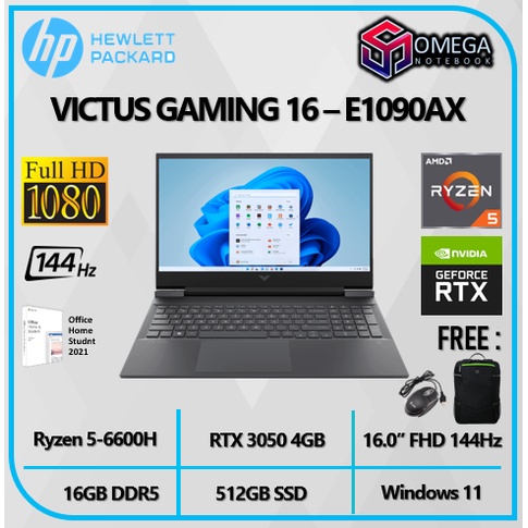 HP VICTUS Gaming 16 E1090AX RTX3050 4GB - Ryzen 5 6600H 16GB 512SSD W11+OHS 16.0&quot;FHD 144Hz Backlit