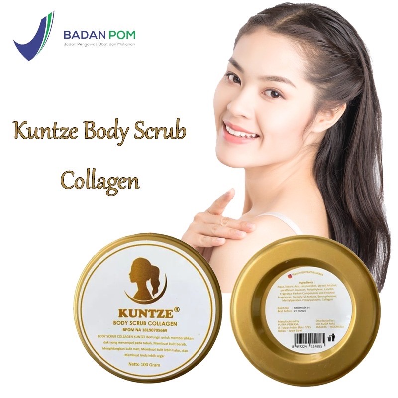 KUNTZE BODY SCRUB COLLAGEN LULUR PEMUTIH BADAN PERMANEN LULUR BIBIT COLLAGEN