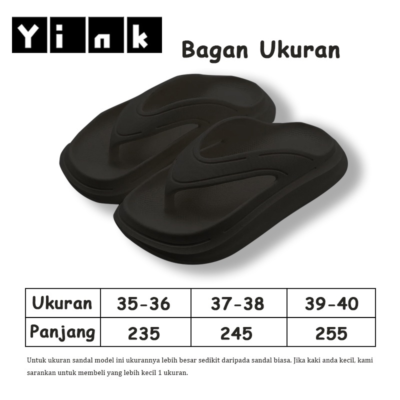 Yink Sandal Jelly Jepit Wanita Korean Soft Slippers Antislip Elastic Empuk EVA Sandal Rumah Karet Kamar Empuk Nyaman Tebal