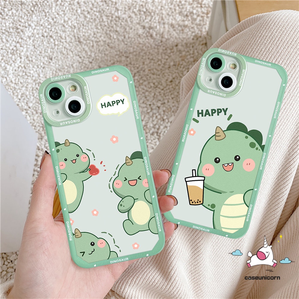 IPHONE Kompatibel Untuk Iphone6 6s 8 7 Plus 11 14 13 12 Pro Max XR X XS Max SE 2020lucu Dinosaurus Kartun Teh Susu TPU Soft Ange Eyes Case