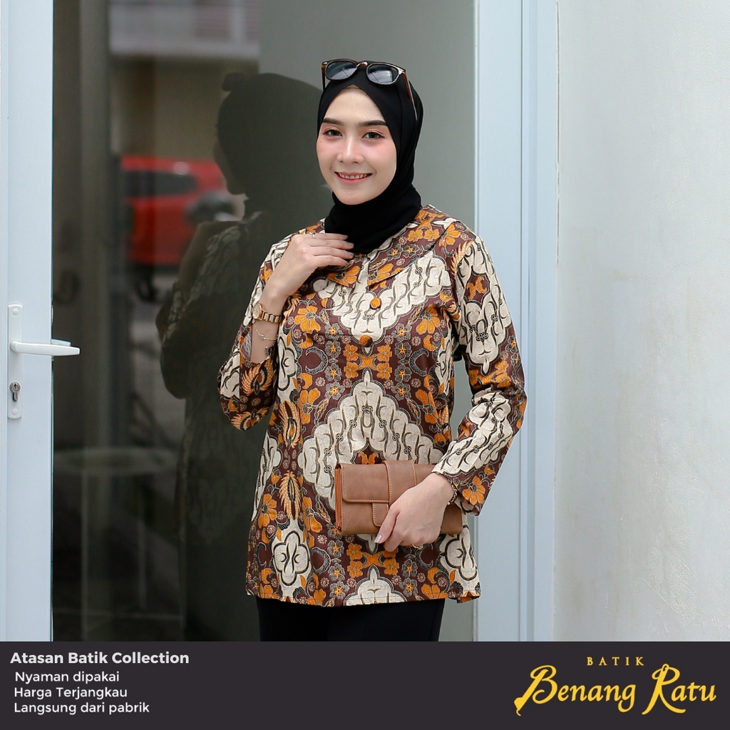 Jual Batik Wanita Atasan Lengan Panjang Modern Motif Kembang Best