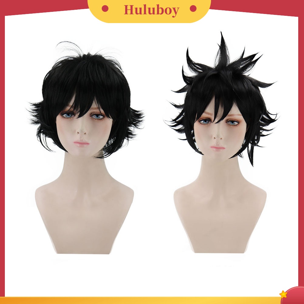 Wig Cosplay Model Pendek Bahan Serat Suhu Tinggi Warna Hitam Untuk Pria Dan Wanita