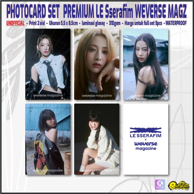 Unofficial Photocard Set Premium Le Sserafim Season Greeting 2023 / print 2 sisi laminasi glossy / anti air isi 5 pcs