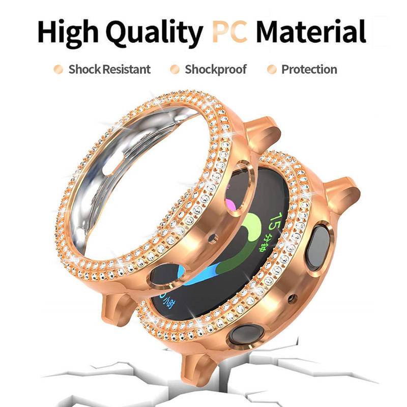 Dua Baris Bumper PC Berlian Untuk Samsung Galaxy Watch5 4 Case 40mm 44mm Wanita Bling Cover Frame Tipis Aksesoris