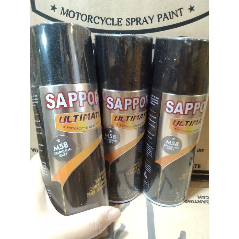 cat spray pilok pilox cat semprot sapporo ultimate saporo M58 sparkling grey sparkling abu doff dof matte 400ml