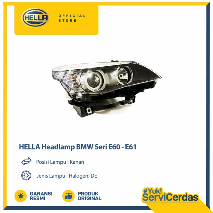 Lampu Headlamp Mobil Hella BMW Seri E60 - E61 (Kanan) Halogen - Lampu Depan Mobil