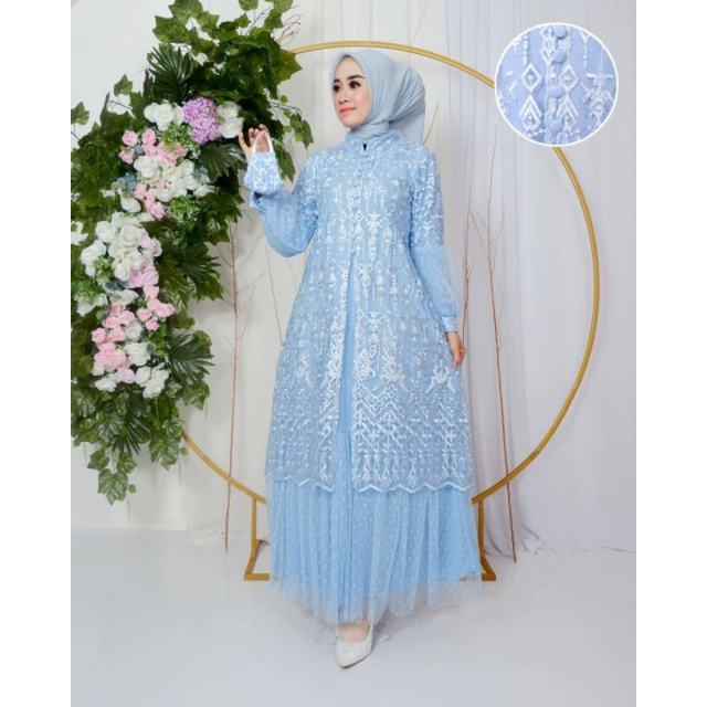 Gamis Kebaya Tile Mojaya Terbaru / Gamis Pesta / Gamis Kondangan / Gamis / Gamis Kekinian / Gamis Kebaya