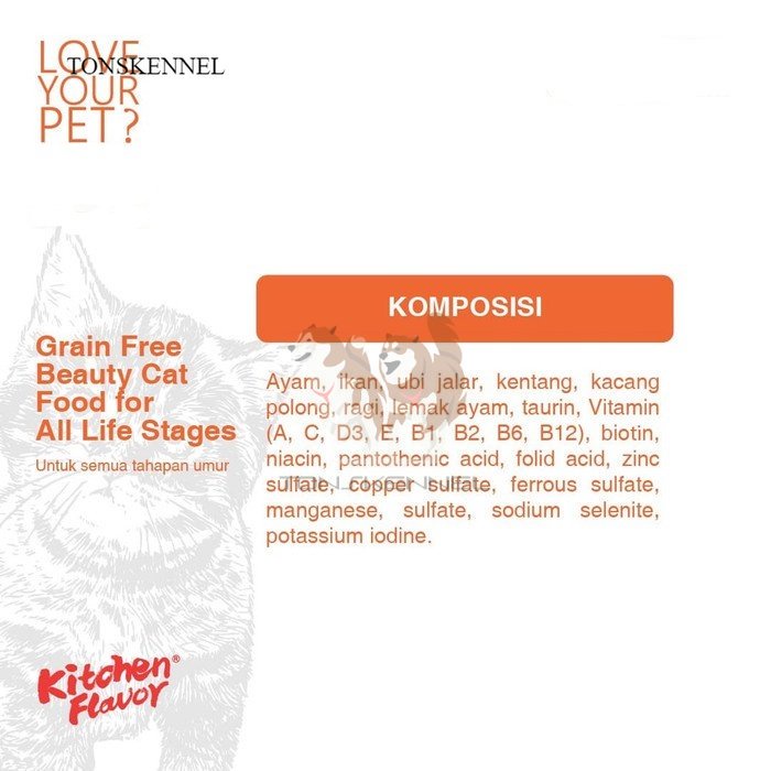 Kitchen Flavor 1,5 kg Grain Free Beauty Cat Food For All Life Stages - 1.5Kg 1.5 Kg Kf