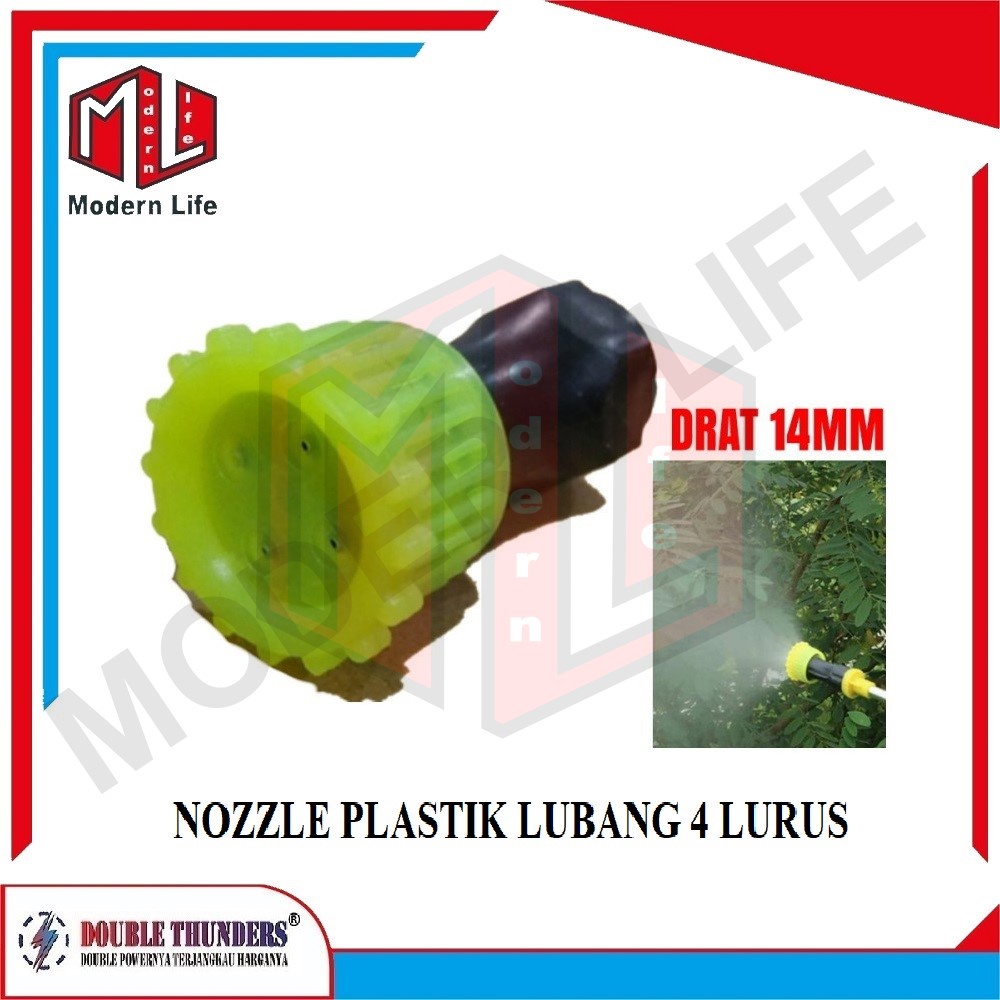 Nozel Spuyer Spayer Nozzle Plastik Lubang 4 Gagang Lurus Kabut DT