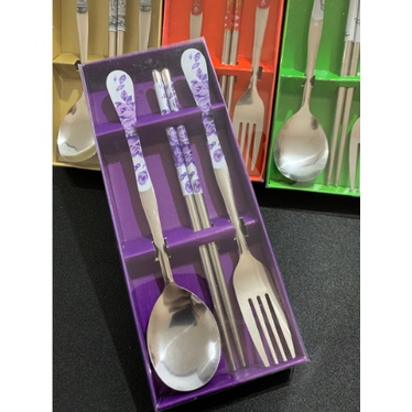 [BISA COD] PROMO Alat Makan Set Sendok Garpu Sumpit Stainless Aneka Motif Cantik Kekinian Peralatan Makan Alat Makan Korea Souvenir Acara Murah Terjangkau
