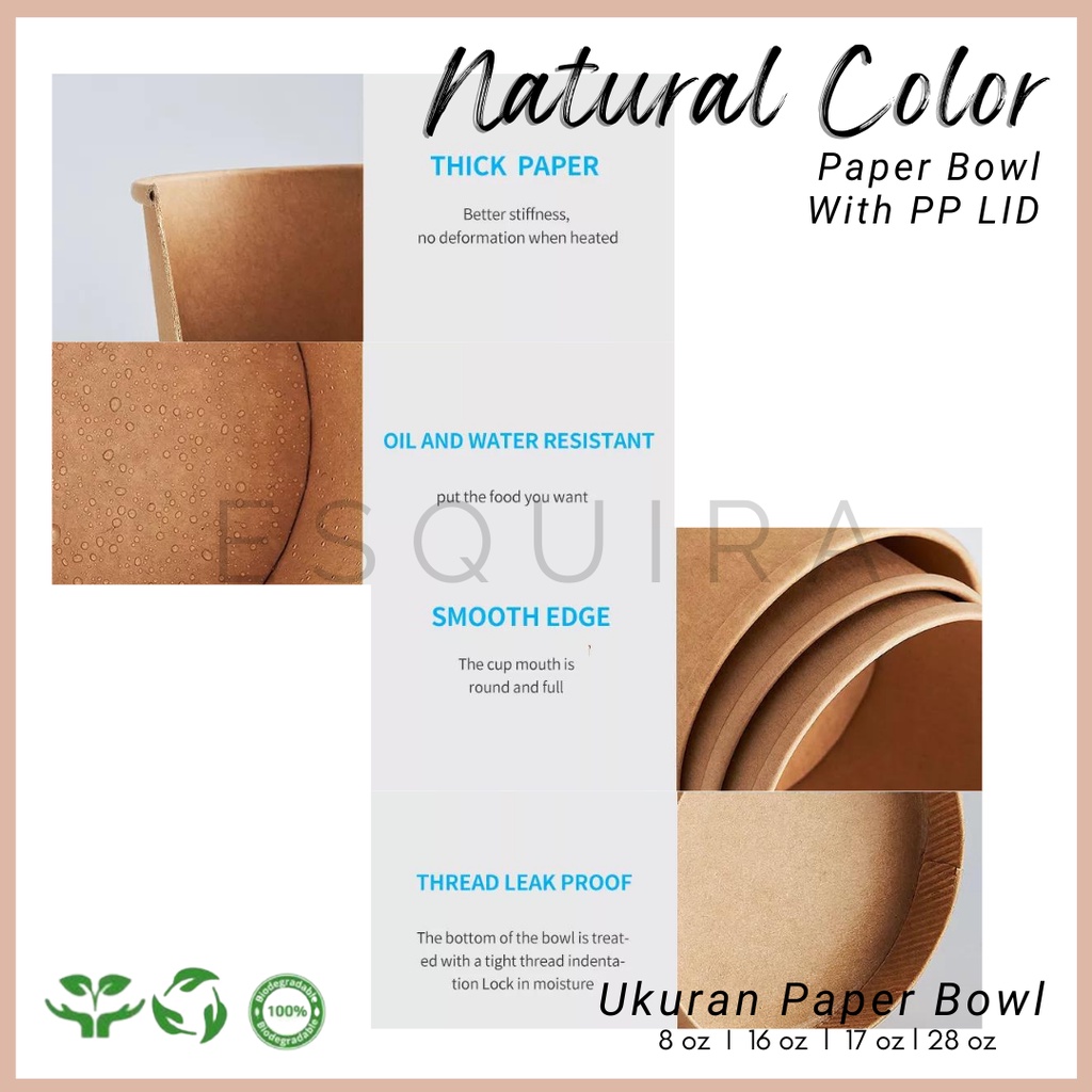 Natural Color Brown Paper Bowl / Mangkok Kraft / 10 pcs