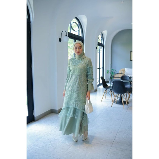 naura dress by cut madyna dress gamis brukat brokat tulle baju resmi gamis resmi tunangan lamaran ko