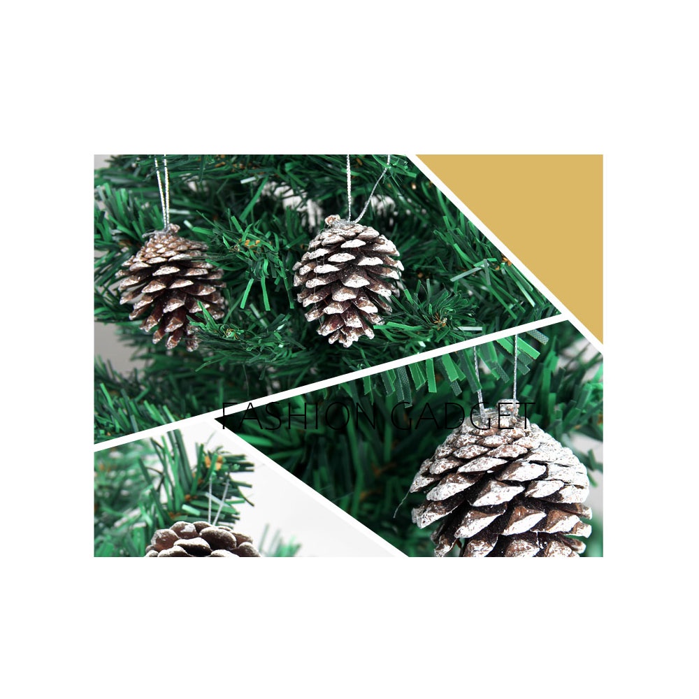 Hiasan Gantungan Pohon Natal Pinus Salju Mini Set 6 / 9 Pcs Ornamen Xmas Tree Christmas Pine Tree Ornament Decorations Dekorasi Pohon Natal