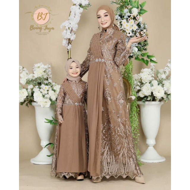 GAMIS PESTA COUPLE IBU ANAK BENING COUPLE GAMIS PESTA BROKAT COUPLE