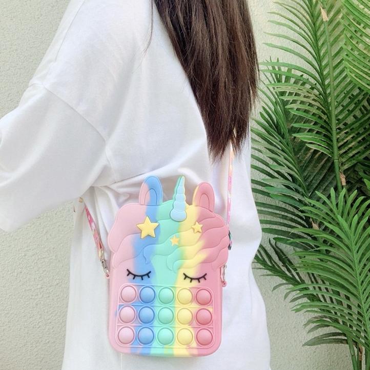 よ Tas Unicorn Anak Anak Pop it Sling Bag [INCLUDE TALI SLING] [BIG UNICORN SERIES] ぴ
