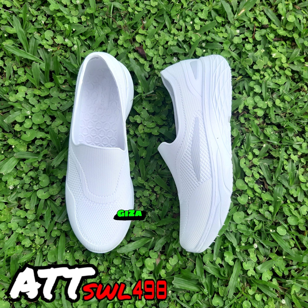 Sepatu Slip On Wanita Karet Anti Air Elastis Ringan Nyaman Empuk SWL 498 Super White Sepatu Perempuan Dewasa
