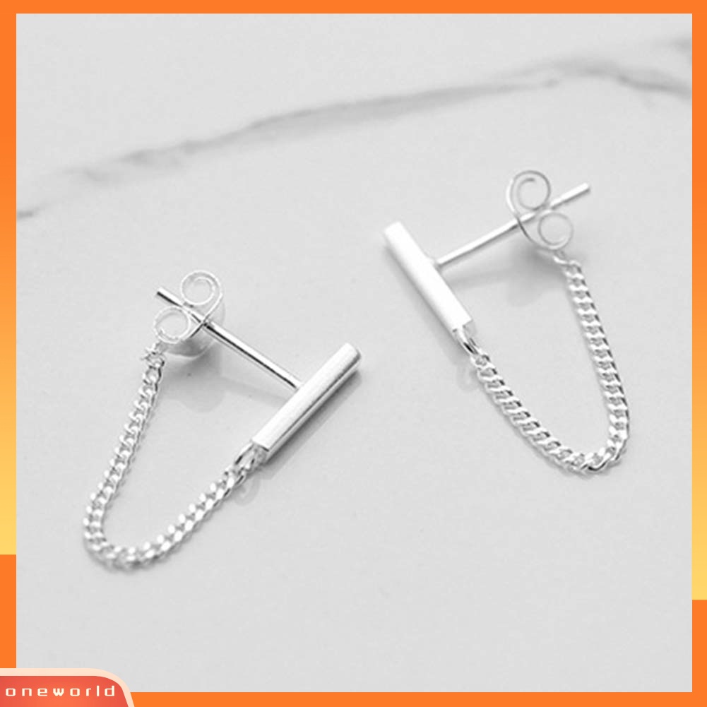 [WONE] Minimalis Wanita Bar Rantai Menjuntai Drop Ear Stud Earrings Pesta Perhiasan Hadiah