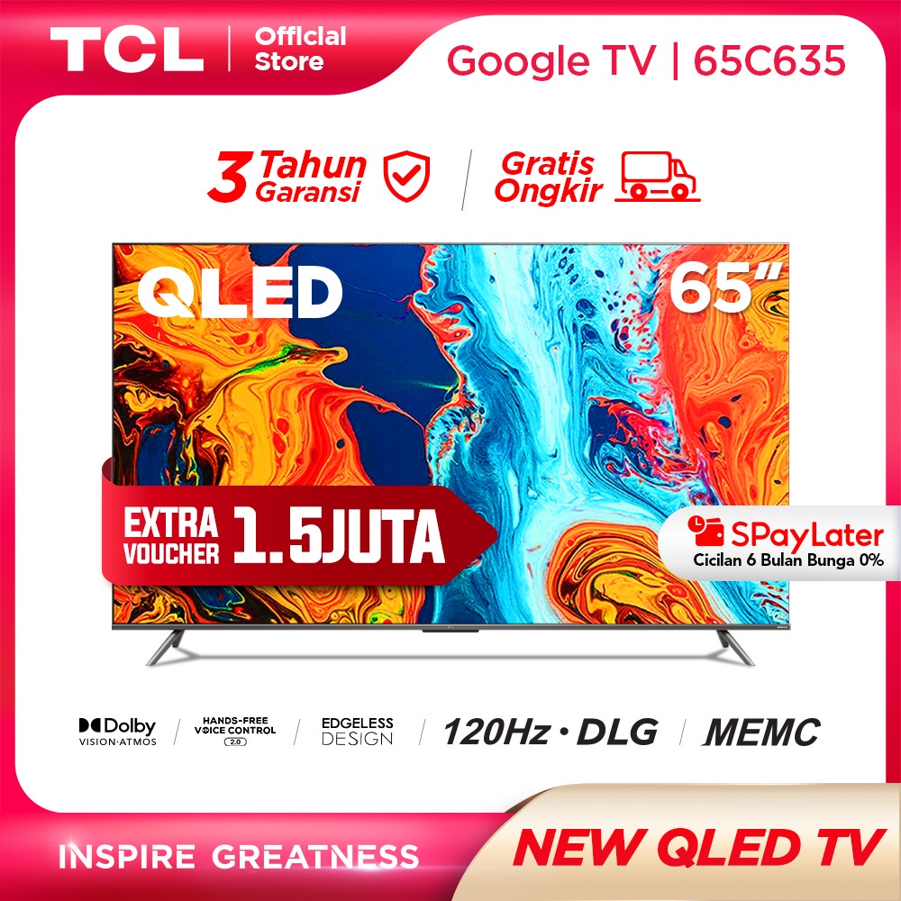 Jual TCL 65 Inch QLED Google TV 4KUHD- HDR 10+-Dolby Atmos/Vision-MEMC ...