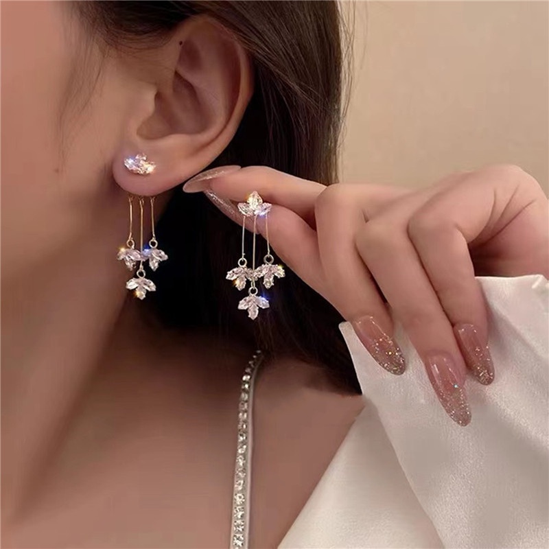 1pasang Fashion Earing Ear Jewelry Anting Stud Telinga Daun Untuk