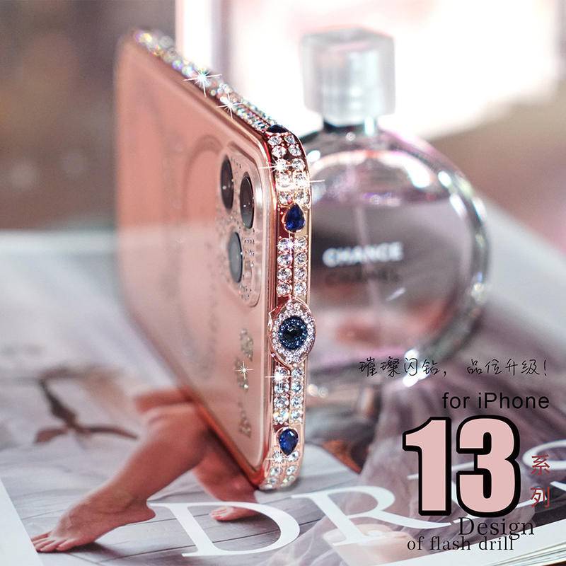 IPHONE Bling Berlian Imitasi Glitter Kristal Dimond Bumper Case Untuk Iphone13 12 11 Pro Xs Max Case Metal Cover Untuk Iphone7 8 Plus X Xr Se