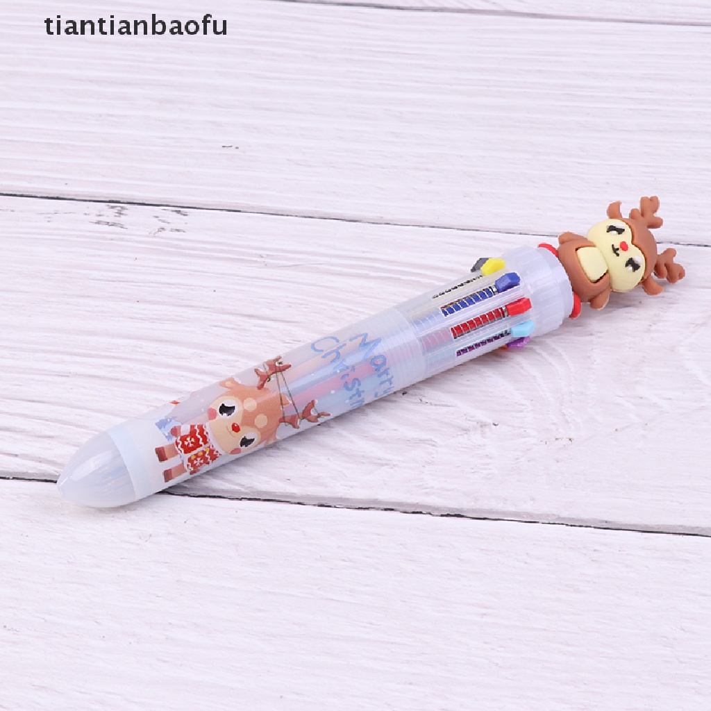 [tiantianbaofu] 1pc Pena Ballpoint Natal Tekan Tipe 10warna 6warna Spidol Spidol Minyak Bolpen Butik