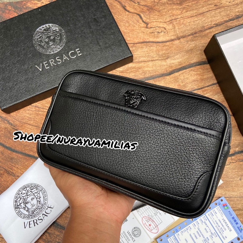handbag pria Versace full kulit asli import pouch bag pria versace