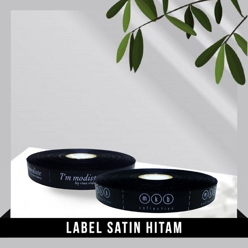 Label Baju Custom Label Satin Hitam Satu Roll Panjang 90 Meter