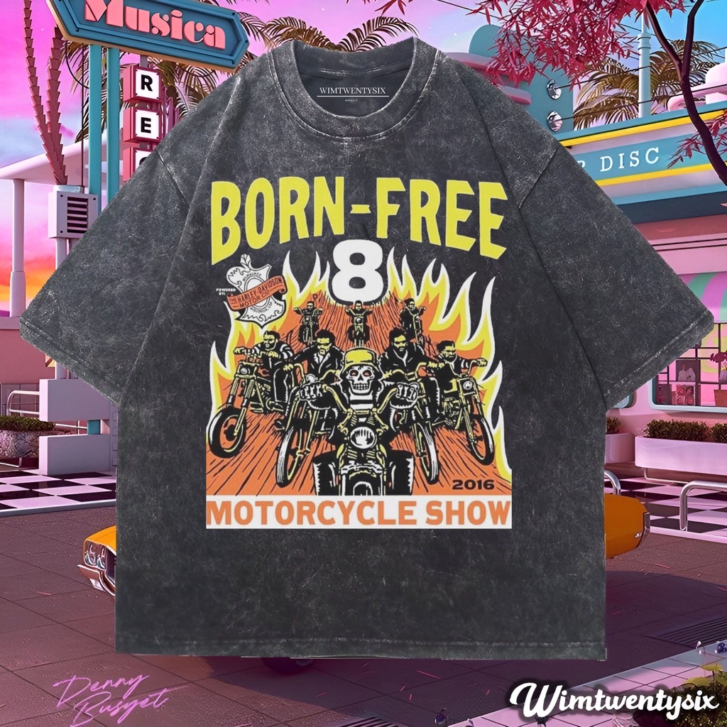 Wimtwentysix “Harley Davidson Born free legend” Oversize T-shirt | kaos washed | vintage tee