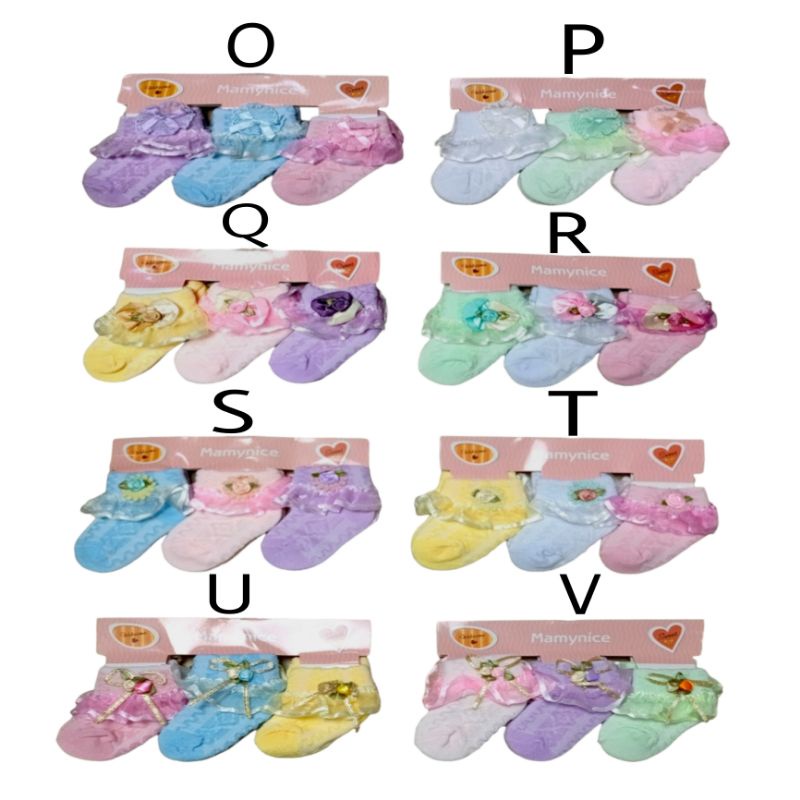 Kaos Kaki Bayi Perempuan Motif Renda Isi 3 Pcs