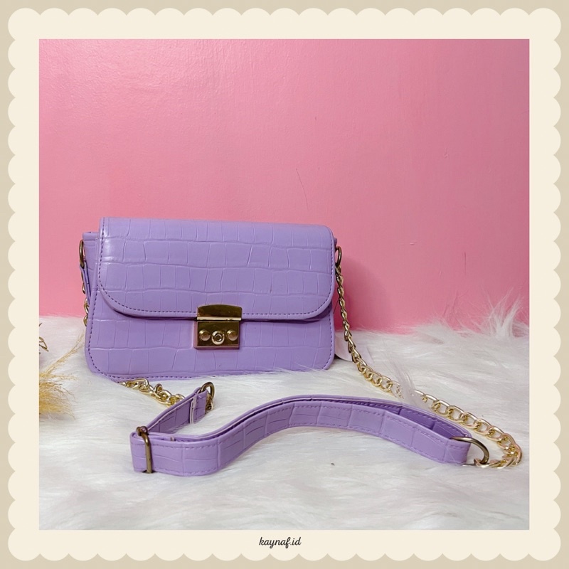 CROCO DUVINA - SHOULDER BAG  - SLINGBAG - TAS BAHU - TAS SLEMPANG - TAS WARNA LILAC - TAS UNGU PURPL