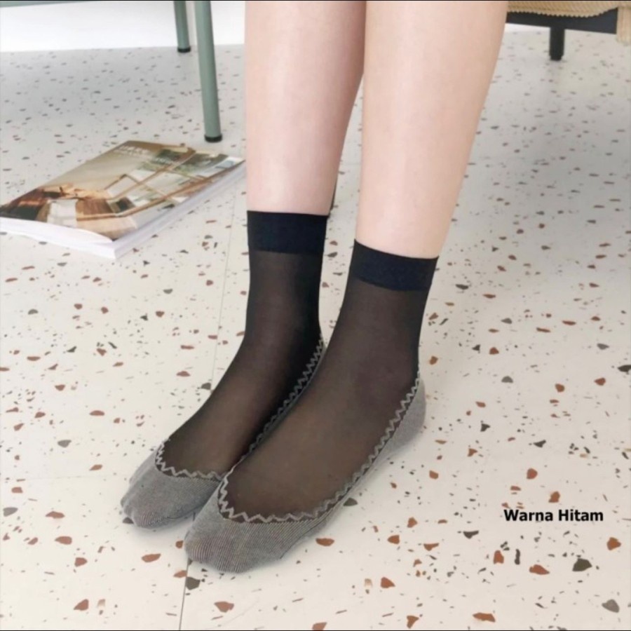 Kaos Kaki Stocking Pendek Wanita Elastis Anti Slip Telapak Foot Cover