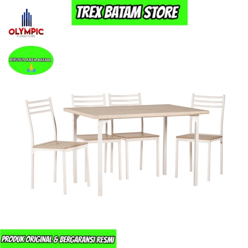 OLYMPIC DTM EIRA WHITE SERIES MEJA MAKAN 4 KURSI (BATAM)