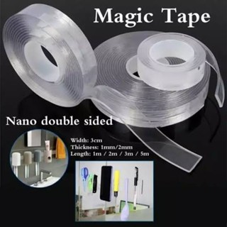 Selotip Bening 2 sisi serbaguna 3 Meter 5 Meter Isolasi 2 sisi Double Tape Magic Nano Bening Perekat Serbaguna