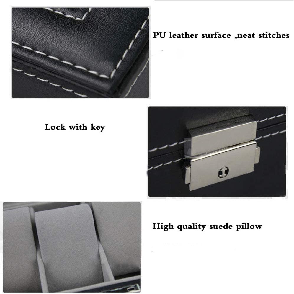 JOCESTYLE Kotak Jam Tangan Watch Jewelry Box Kulit 8 + 2 Mixed Grids - JO12 - Black - 7RWS1NBK