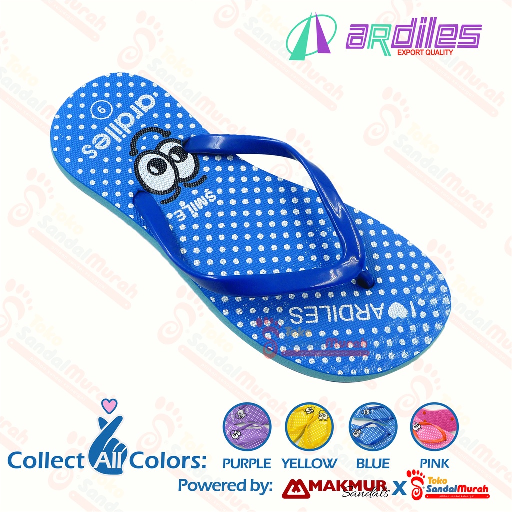 Toko Sendal Murah - Sandal Jepit Orginal Ardiles / Sandal Jepit Wanita Dewasa / Sandal Jepit Motif Polkadot dan Emoticon Smile [Toko Sendal Murah LDS 09 Ardiles Smile]