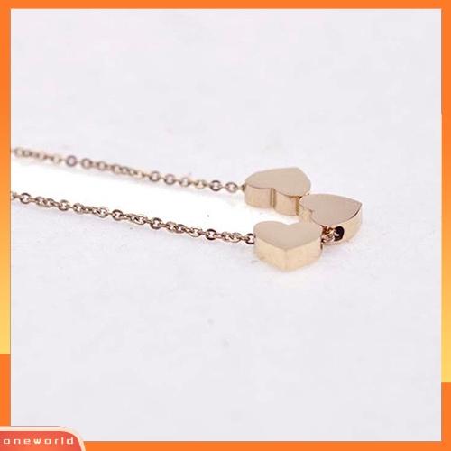 [WONE] Perhiasan Fashion Wanita Tiga Cinta Hati Rantai Liontin Pernyataan Choker Kalung Kalung