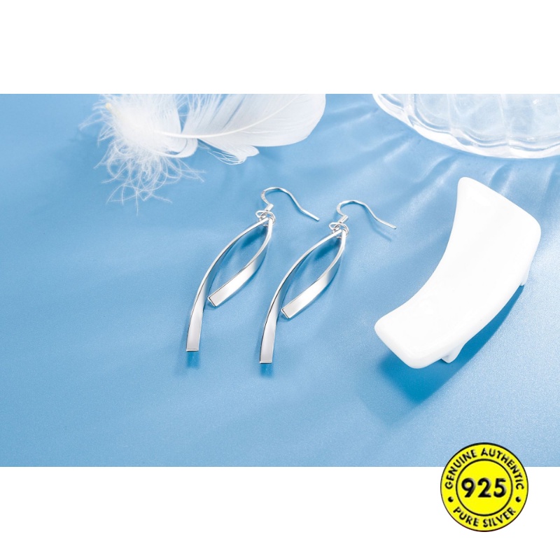 Anting Rumbai Silang Garis Frosted Untuk Wanita U1429