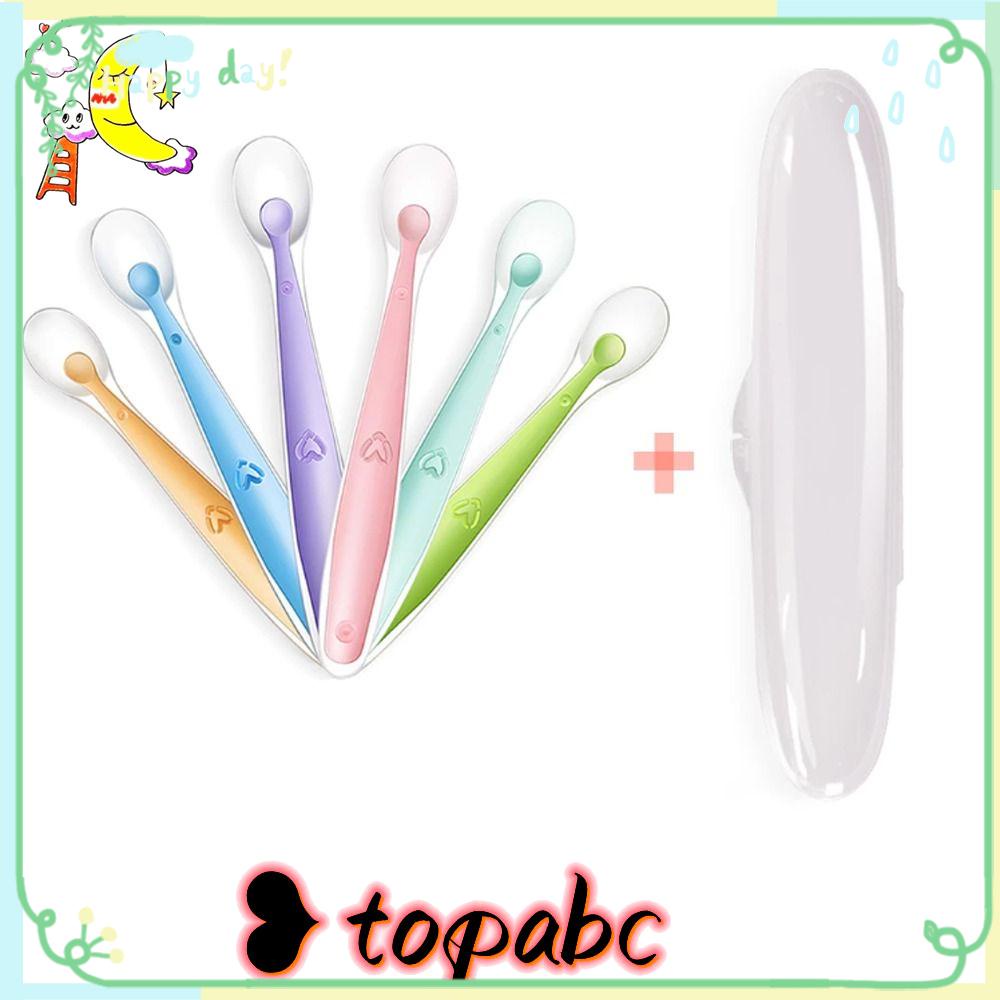 Top 2Pcs/3Pcs Sendok Bayi Alat Makanan Baru Penginderaan Suhu Dengan Kotak Penyimpanan