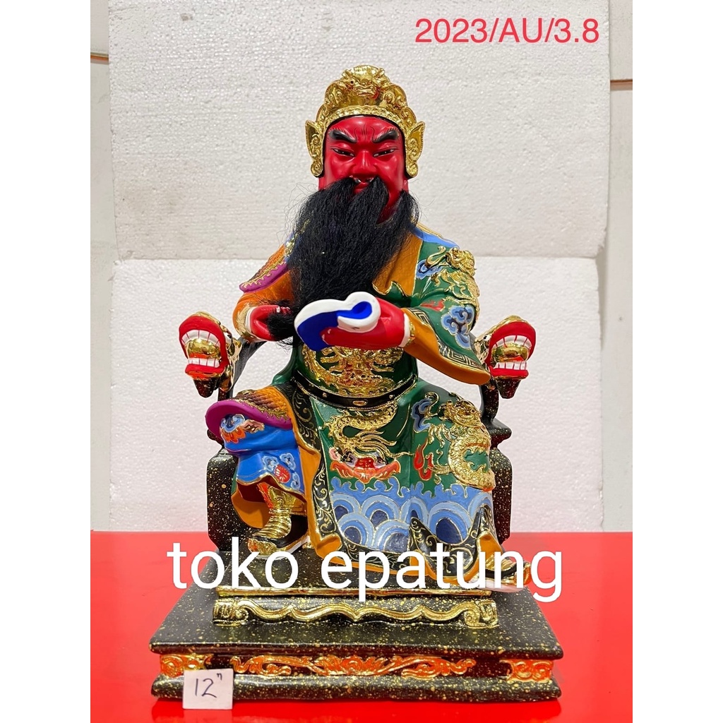patung kwan kung / kwan te / kwan kong - kayu - 12 inch - l - buku